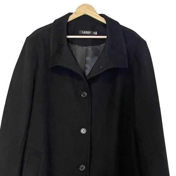 Lauren Ralph Lauren Womens Wool Blend Mock Neck Black Winter Coat Size XXL - Picture 5 of 14
